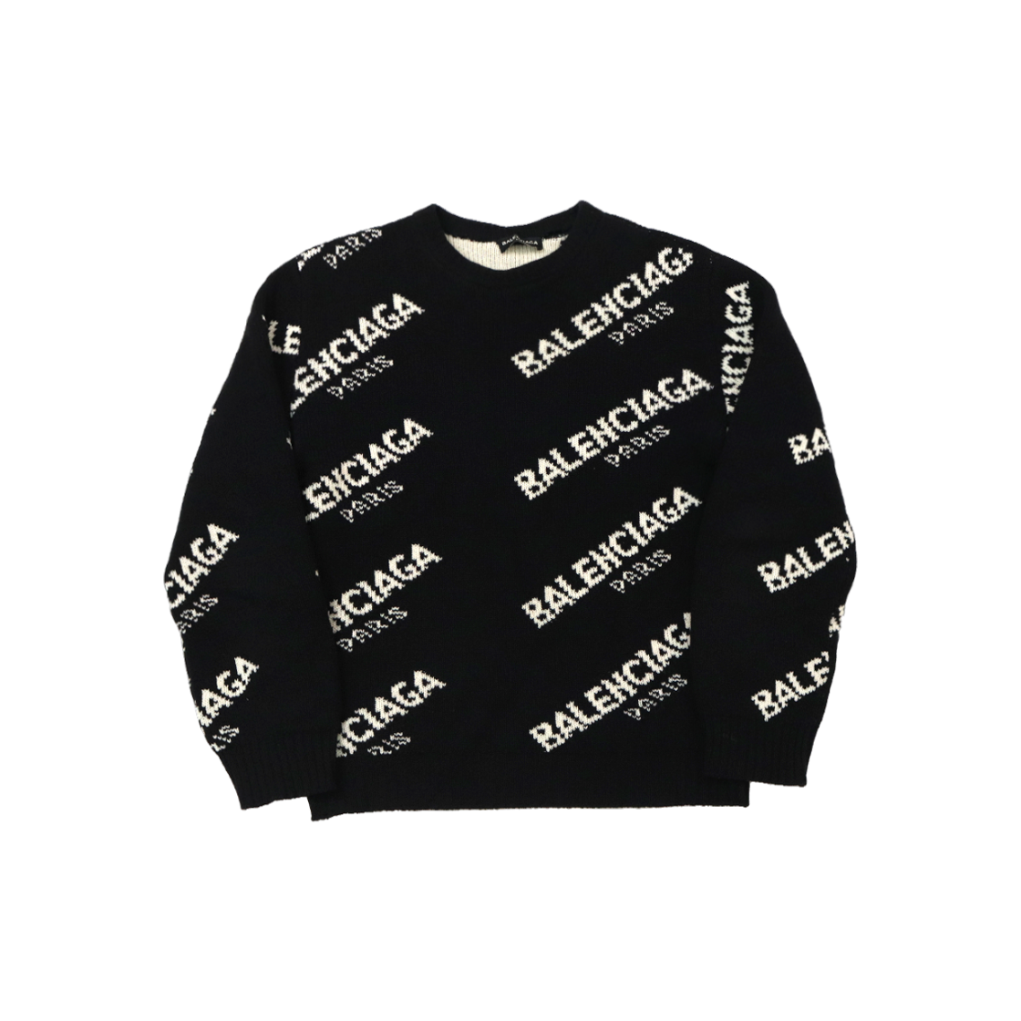 ITLCCWICQLUK Balenciaga Black Allover Logo Knit Sweater A-C40786