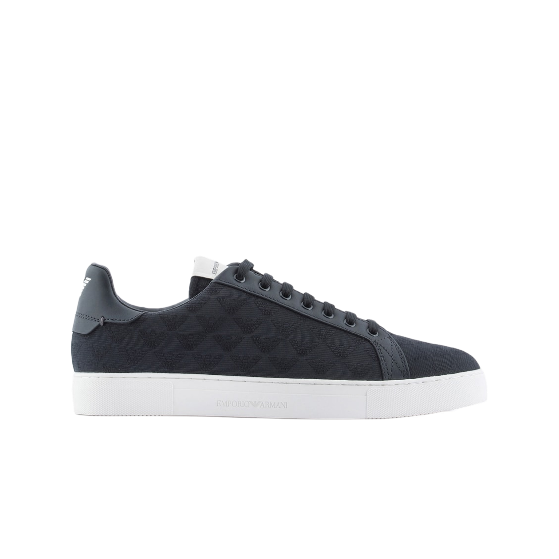 X4X316XM741N151 Emporio Armani Nylon Sneakers with Jacquard All-Over Eagle Navy Blue