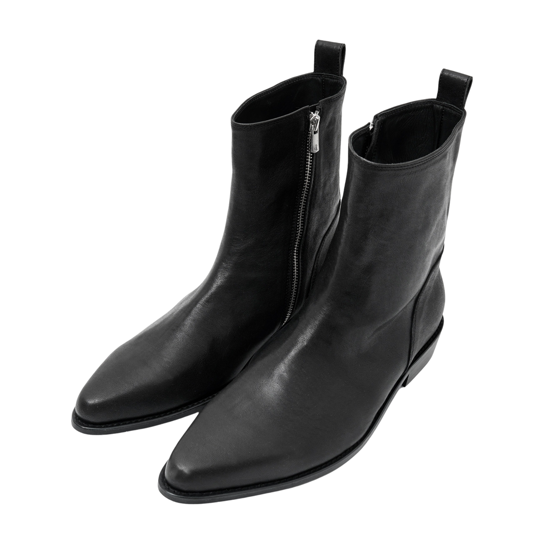 [프리오더] 알렌느 레더 앵클 부츠 블랙([프리오더] Haleine Leather Ankle Boots Black (WH402))