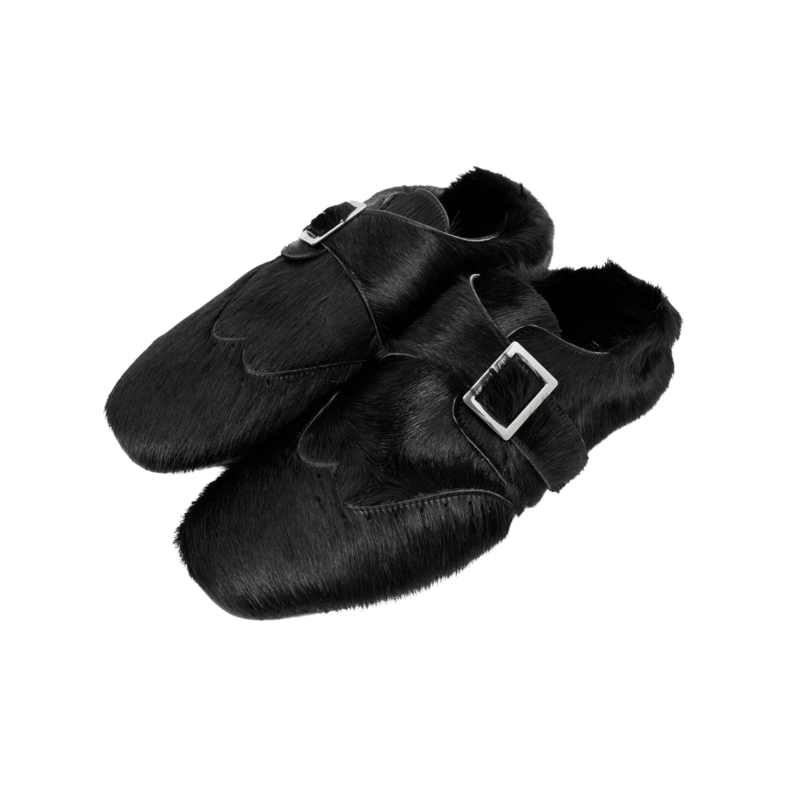 WH406 [프리오더] Haleine Hairy Leather Brogue Monk Flats Black (WH406)