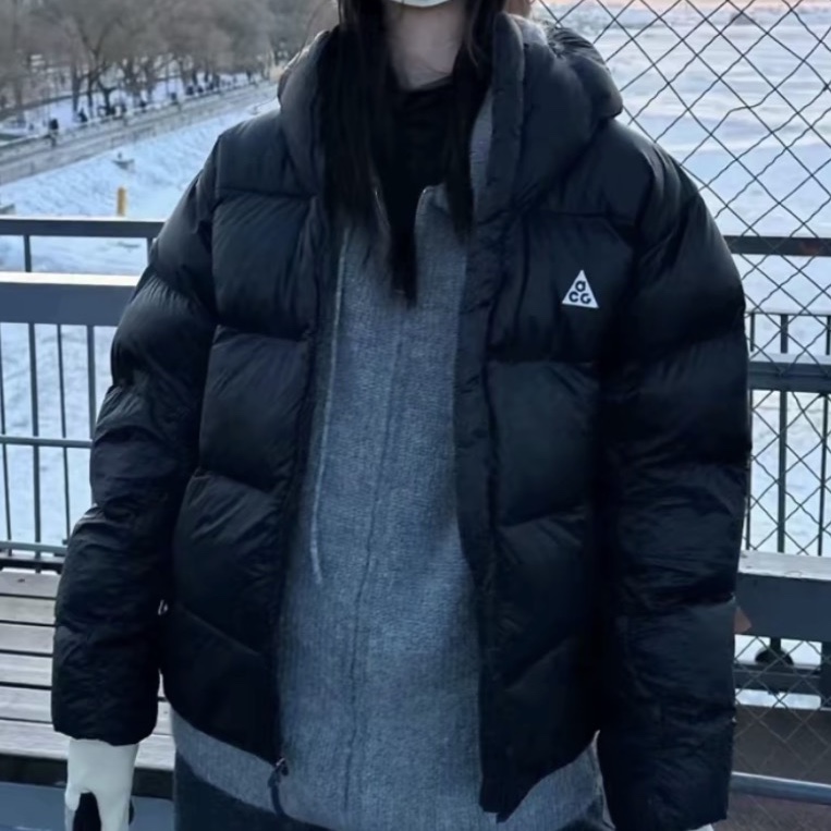 (W) Nike ACG Lunar Lake Primaloft Therma-Fit ADV Loose Hooded Jacket Black Summit White - Asia 착용 스타일