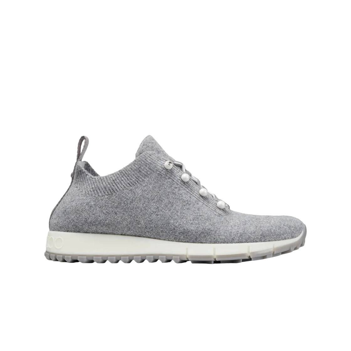 (W) 지미추 벨레스 애쉬 캐시미어 니트 스니커즈 그레이((W) Jimmy Choo Veles Ash Cashmere Knit Sneakers Grey)