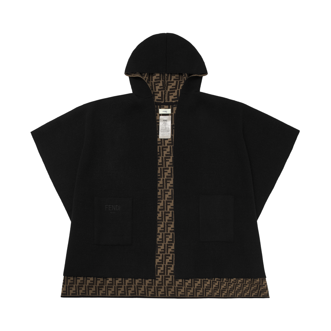 JFQ056AKLSF1M0T (Kids) Fendi Logo Reversible Cape Black