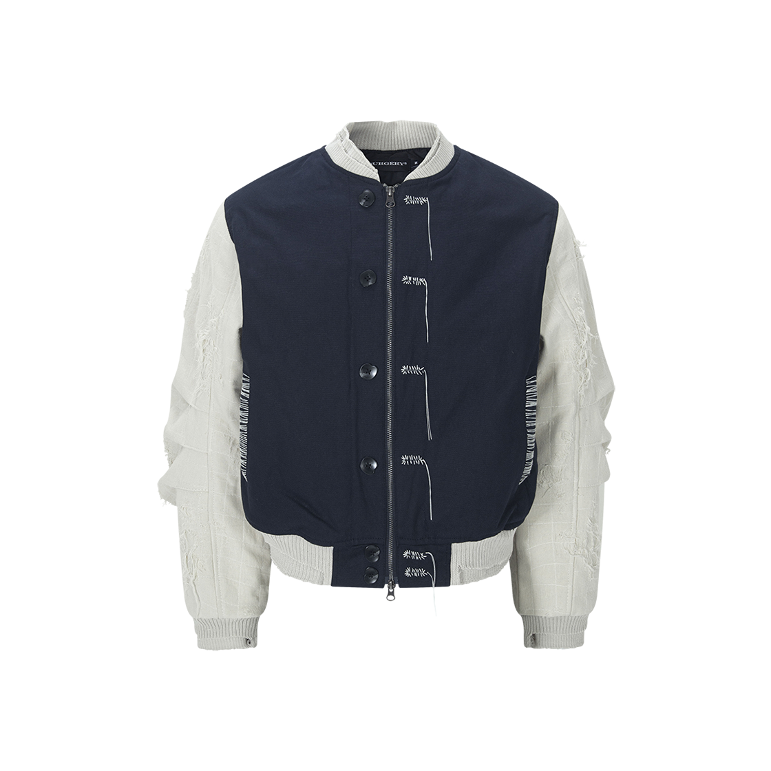 써저리 스카라인 바시티 자켓 네이비 아이보리(Surgery Scarline Varsity Jacket Navy Ivory)