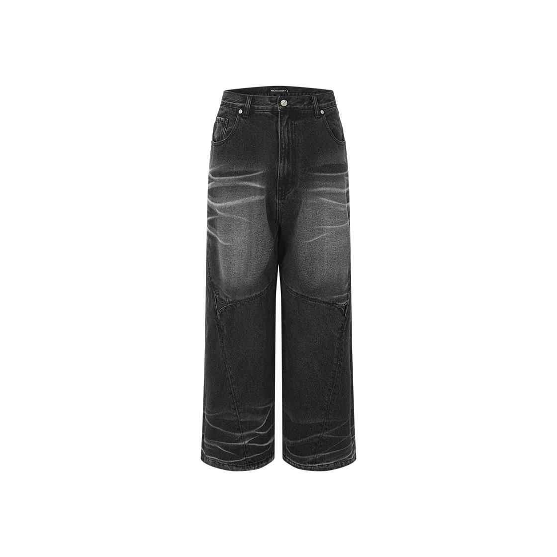 S06021 Surgery Sutured Wide Denim Pants Black