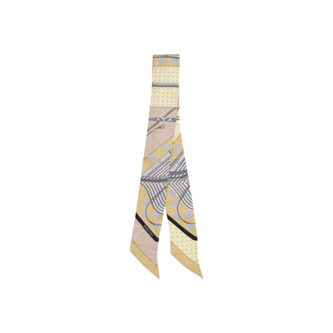 ITWCI55GJ55M Hermes Yellow Blue Click Clack Apua Twilly Silk Scarf