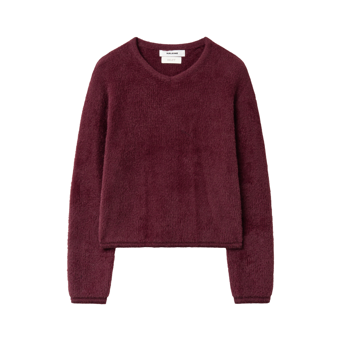 WT402 Haleine x Helet Shaggy Cropped V-Neck Knit Burgundy (WT402)