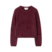 Haleine x Helet Shaggy Cropped V-Neck Knit Burgundy (WT402)