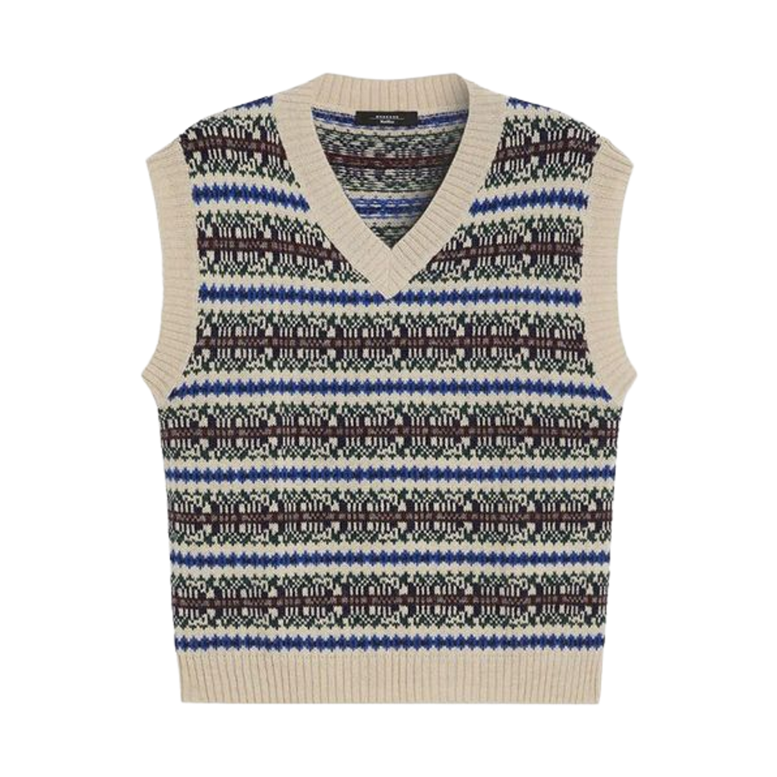 FLERES-026 (W) Weekend Max Mara Fleres Wool Alpaca Jacquard Gilet Ecru