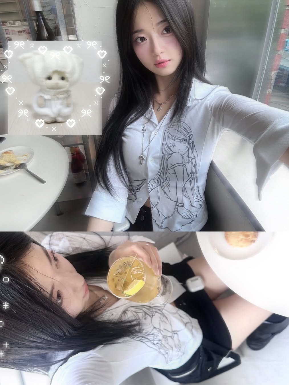 [KREAM 단독] Bonnae Women Three-quarter sleeve shirt White 착용 스타일