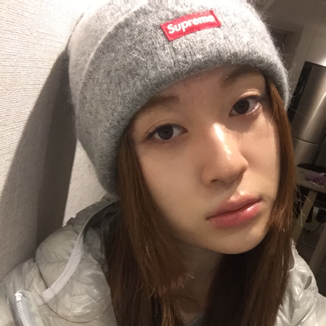 Supreme Mohair Beanie Heather Grey - 24FW 착용 스타일