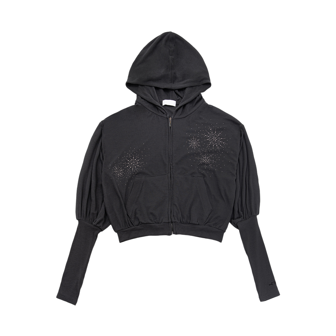 웻태그 암워머 라인스톤 집업 후디 차콜(WET TAG Arm Warmer Rhinestone Zip-Up Hoodie Charcoal) - 1