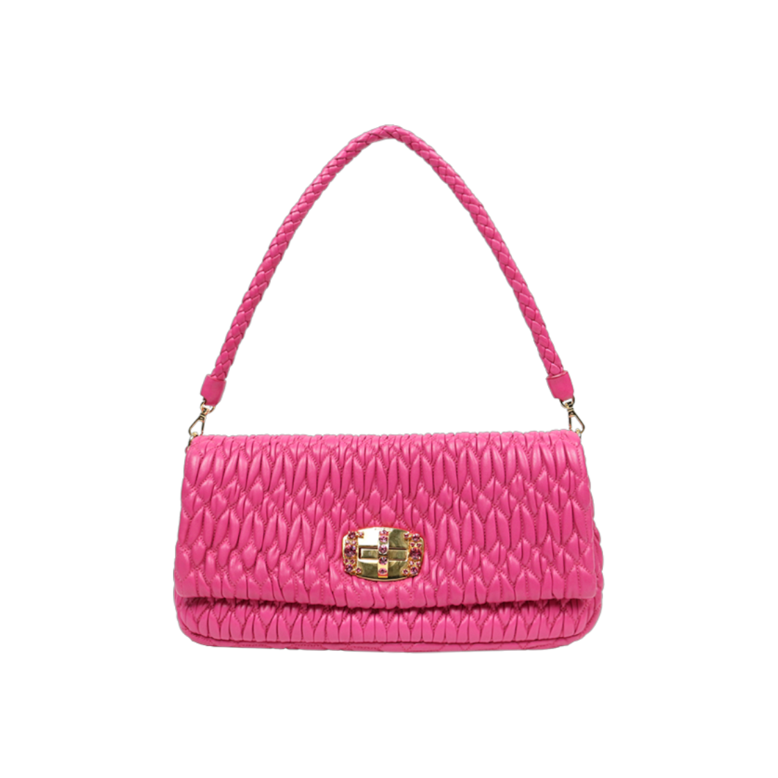 ITPBASP6UQ89 Miu Miu Pink Matelasse Crystal Shoulder Bag C-A39725