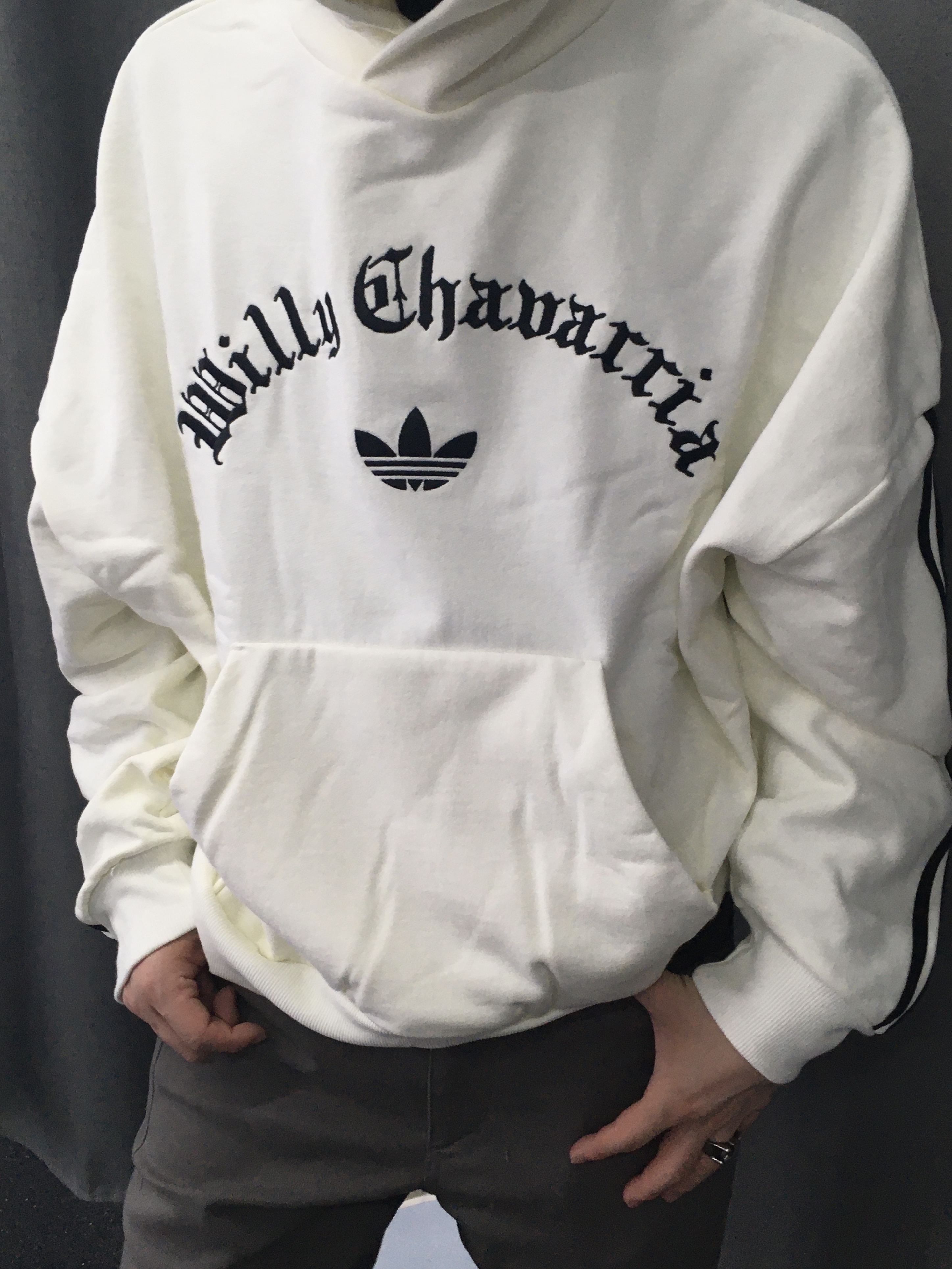 Adidas x Willy Chavarria Heavyweight Hoodie Off White - KR Sizing, Adidas x Willy Chavarria Heavyweight Hoodie Off White - US Sizing 착용 스타일