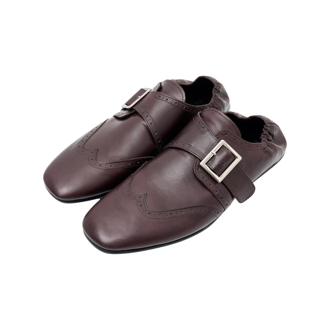 WH404 [프리오더] Haleine Leather Brogue Monk Flats Burgundy (WH404)