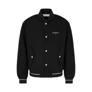 Emporio Armani Nylon Logo Embroidery Bomber Jacket Black