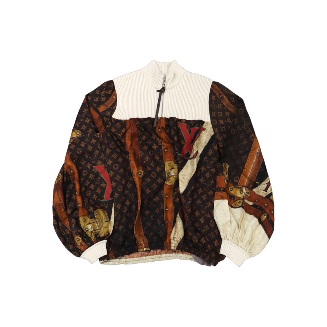 ITRDQO5O5MEL Louis Vuitton LV Trunk Ribbed Collar Blouse C-C40198