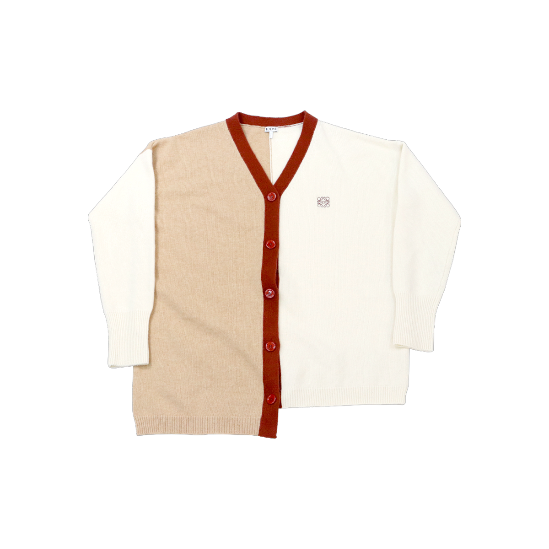 ITAOKBMGJR3S Loewe Beige Cream Knit Cardigan A-C40776