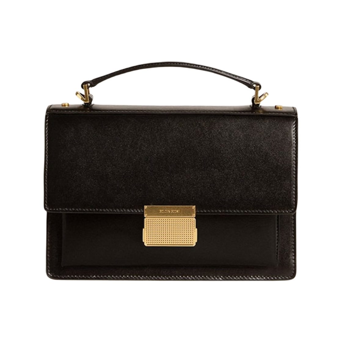 GWA00467-A000565-90100 Golden Goose Gold Detail Boarded Leather Venezia Bag Black