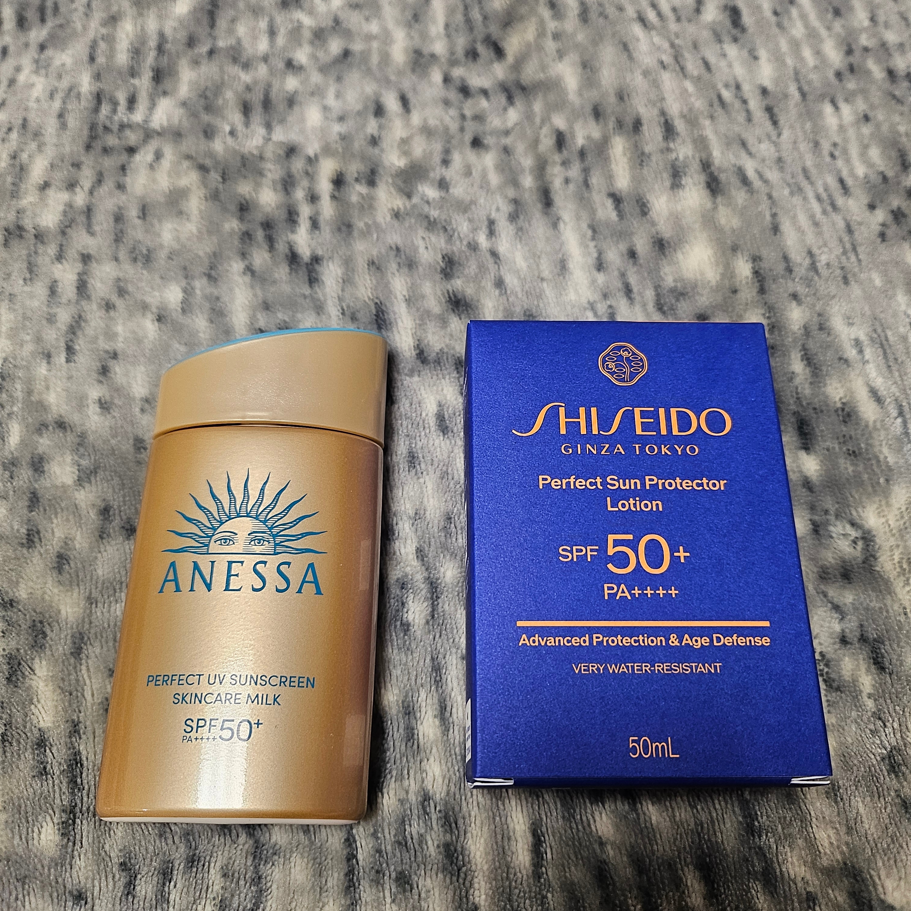 Shiseido The Perfect Protector SPF 50+ 50ml, Shiseido Anessa Perfect UV Sunscreen Skincare Milk 60ml 착용 스타일 - 1