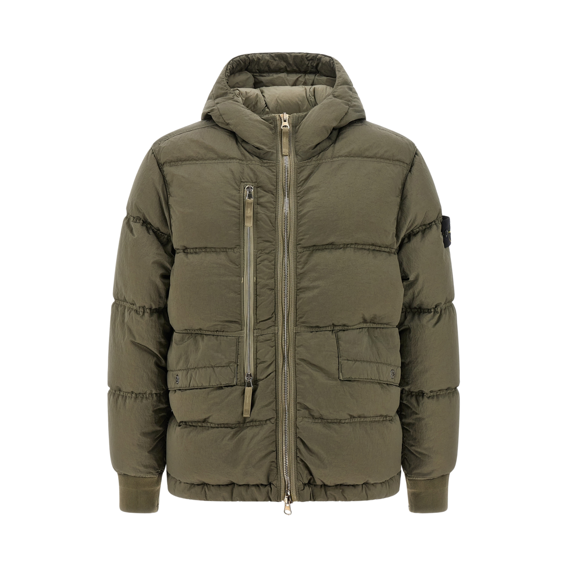 K2S1541000-88S0019-V0054 Stone Island 4100088 Nylon Metal In Econyl Hooded Down Parka with Anti-Drop and Zip Pockets Military Green - 25FW