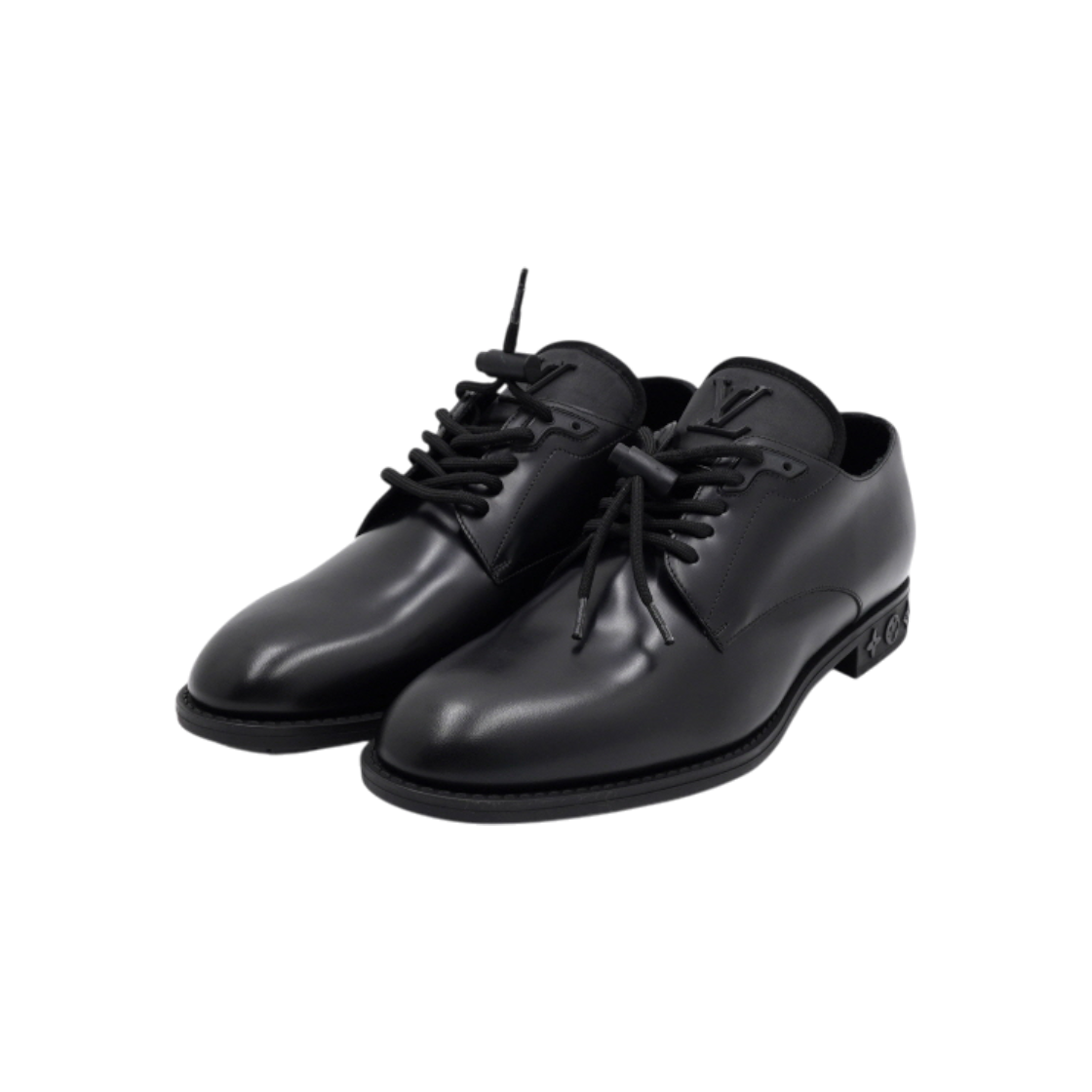 ITL2TRDH4H42 Louis Vuitton Black Leather Lace-Up Formal Derby Shoes