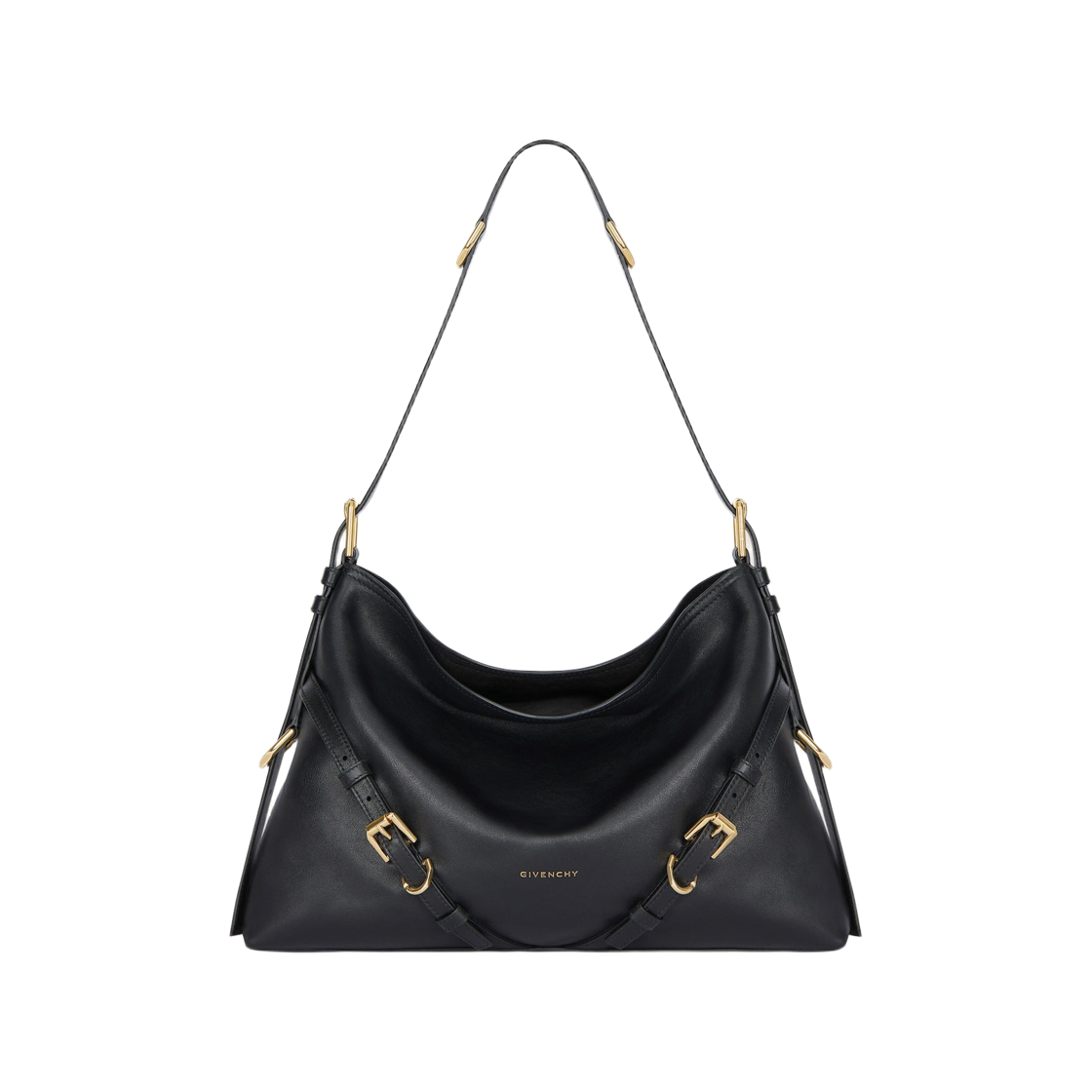 BB5131B2AE-001 Givenchy Voyou Shiny Leather Medium Bag Black