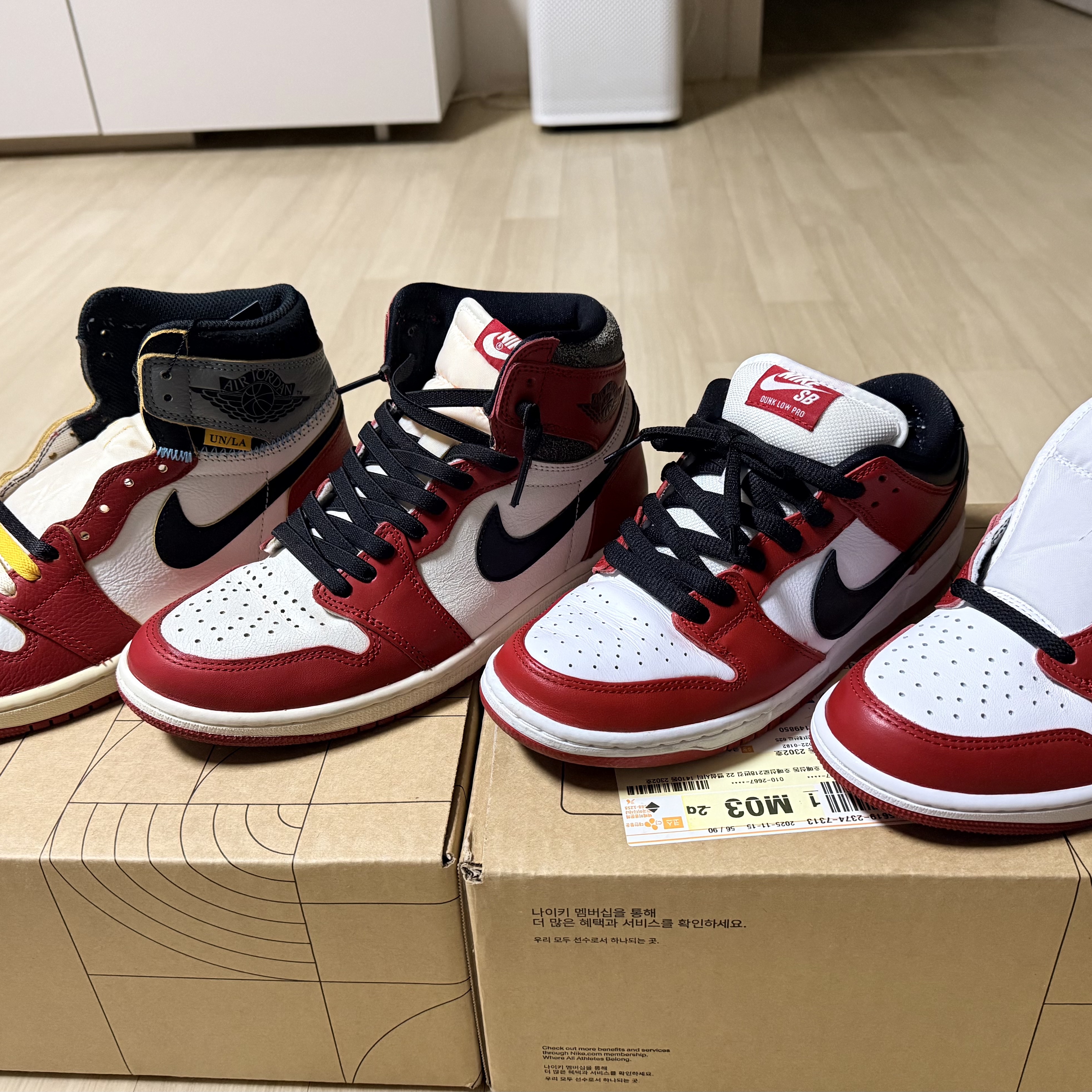 Jordan 1 Retro Low OG Chicago, Nike SB Dunk Low Pro Chicago 착용 스타일 - 1