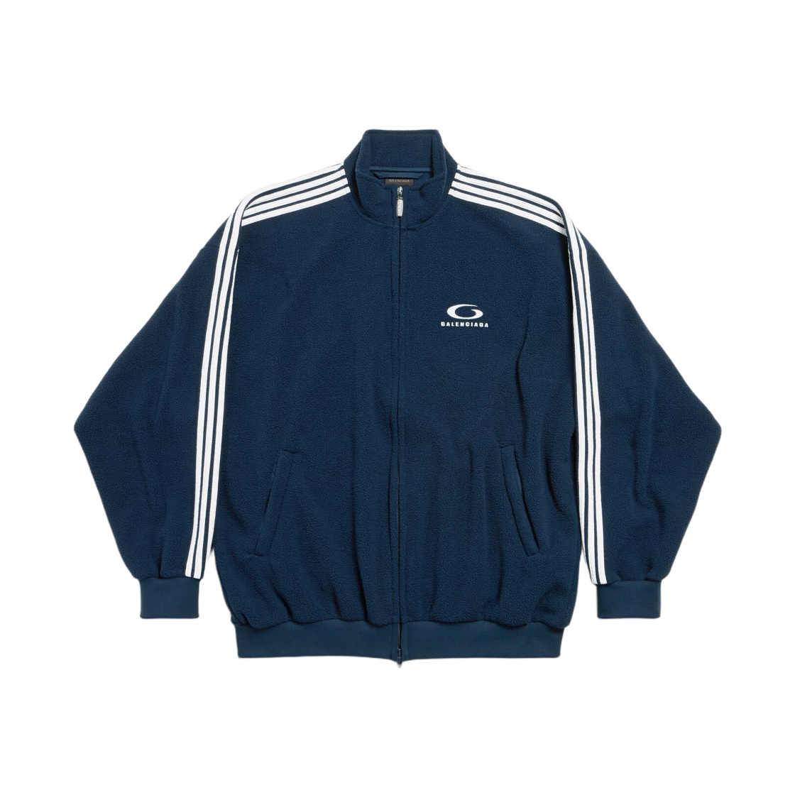 829406TRVJ98502 Balenciaga Loop Sports Icon Zip-Up Jacket Navy White