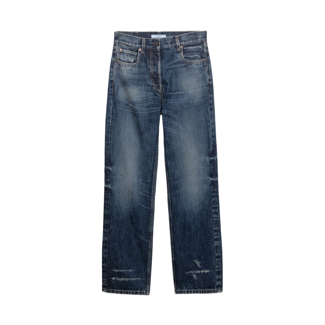 GFP544-1631-F0008 (W) Prada Straight Leg Washed Denim Jeans Navy