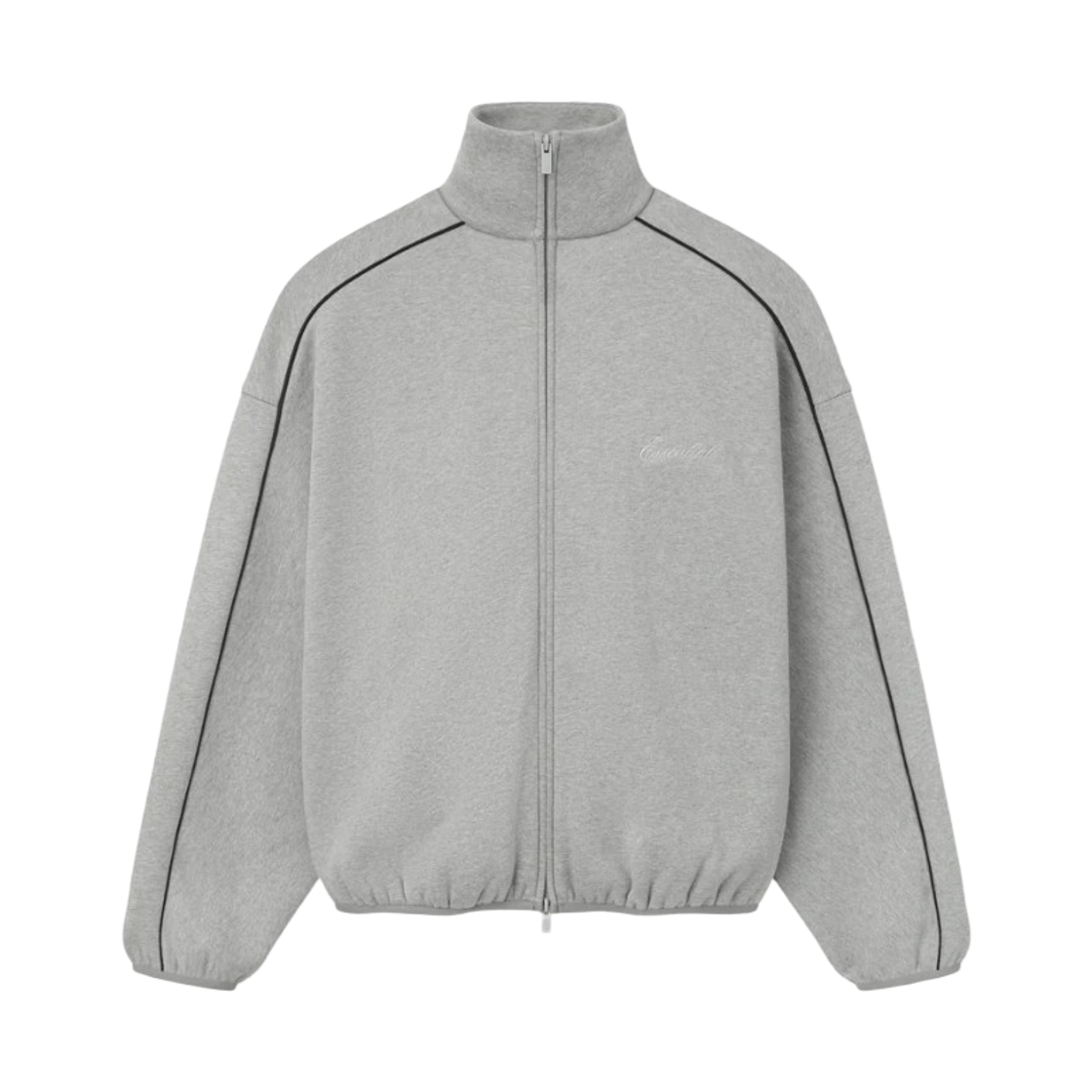 - Essentials Modern Track Jacket with Piping Concrete Heather Black - 25FW