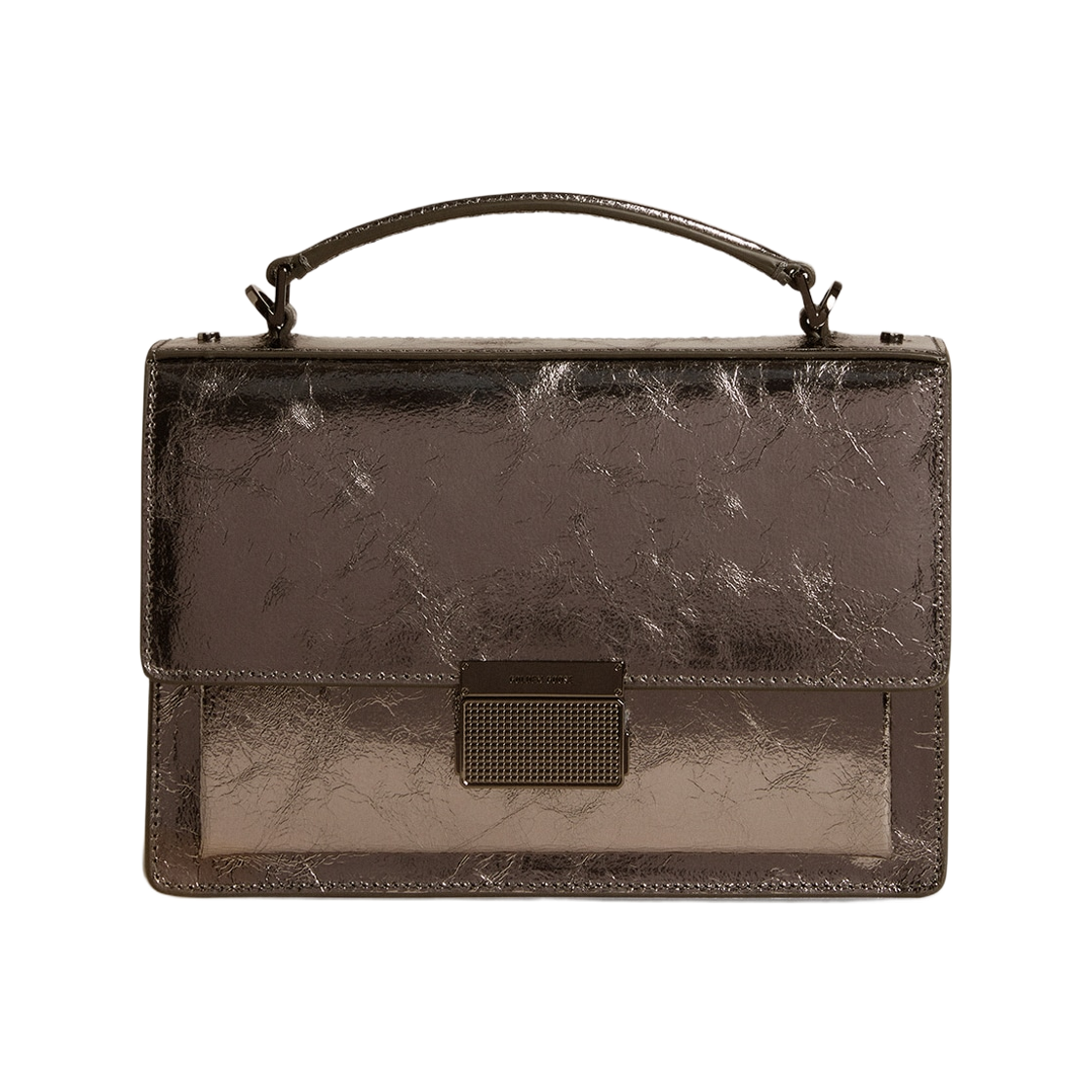 GWA00467-A000698-70323 Golden Goose Black Detail Metallic Leather Small Venezia Bag Anthracite Grey