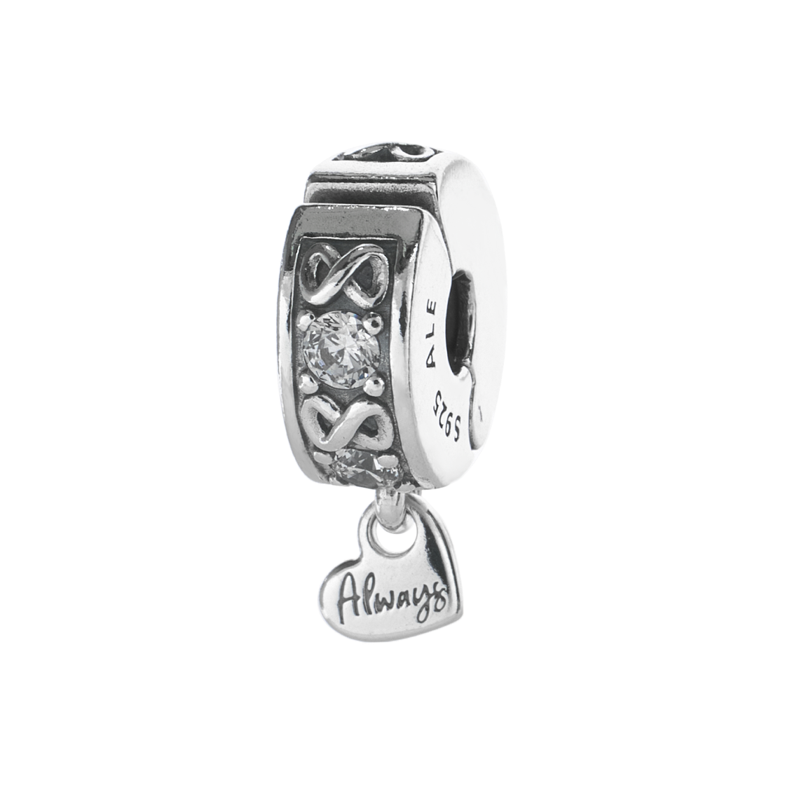 (W) 판도라 패밀리 올웨이즈 파베 클립 참 스털링 실버 클리어((W) Pandora Family Always Pave Clip Charm Sterling Silver Clear)