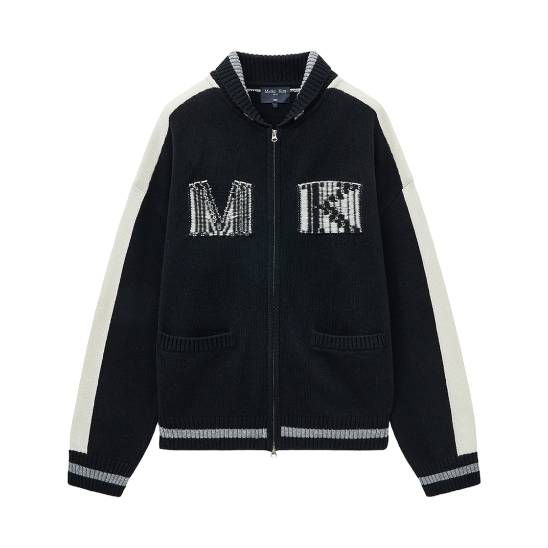 마뗑킴 이니셜 니트 집 업 블랙(Matin Kim Initial Knit Zip Up Black) - 1