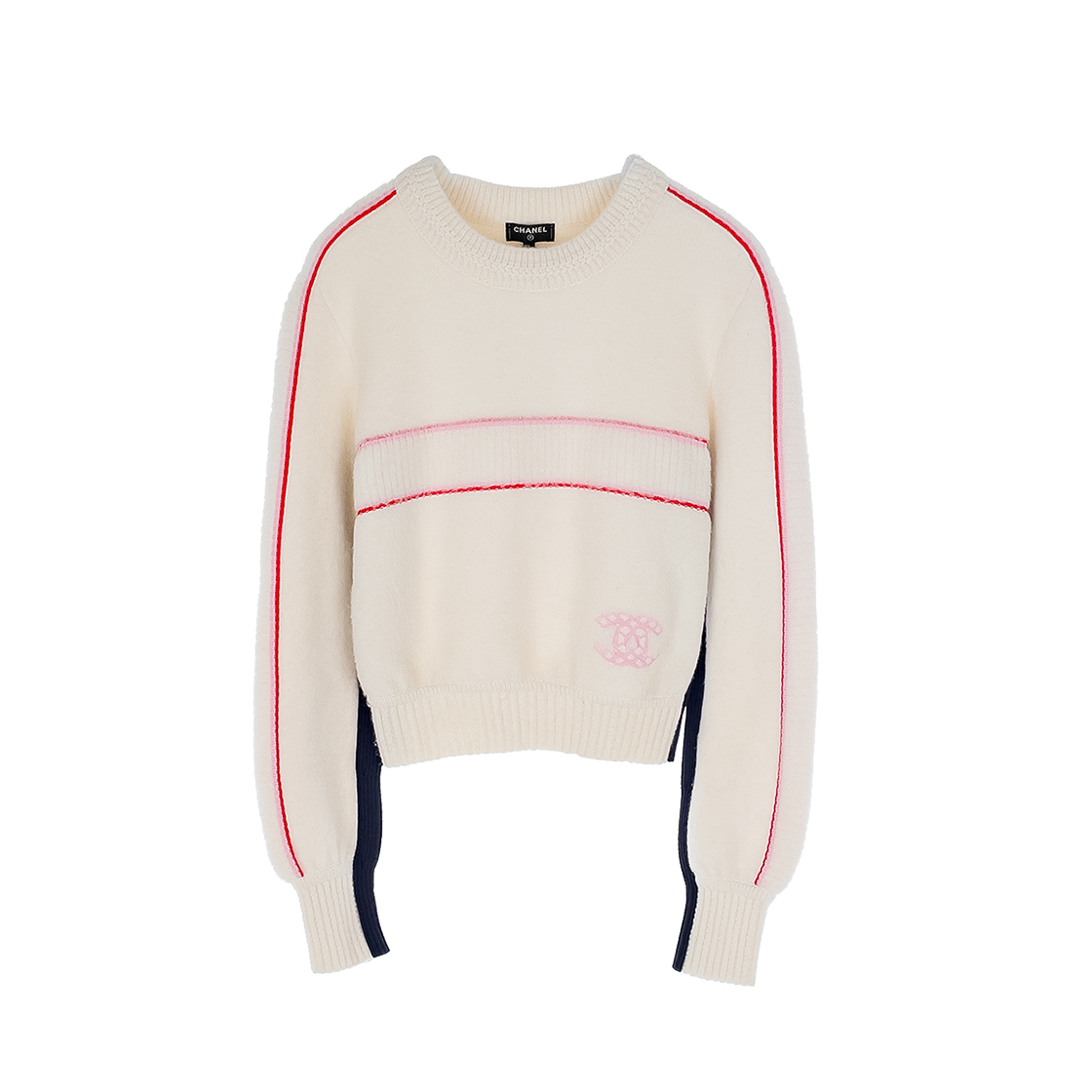 ITM3LTKSC7B6 Chanel 21N Season Piping Knit Ecru/Pink 34