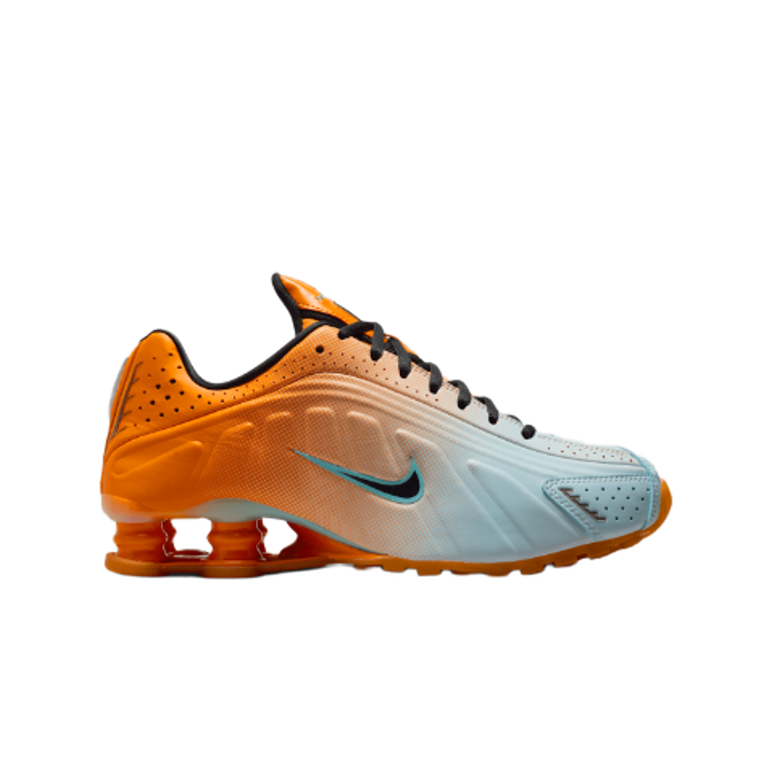 (W) 나이키 샥스 R4 비비드 오렌지 앤 글레이셔 블루((W) Nike Shox R4 Vivid Orange and Glacier Blue) - 1