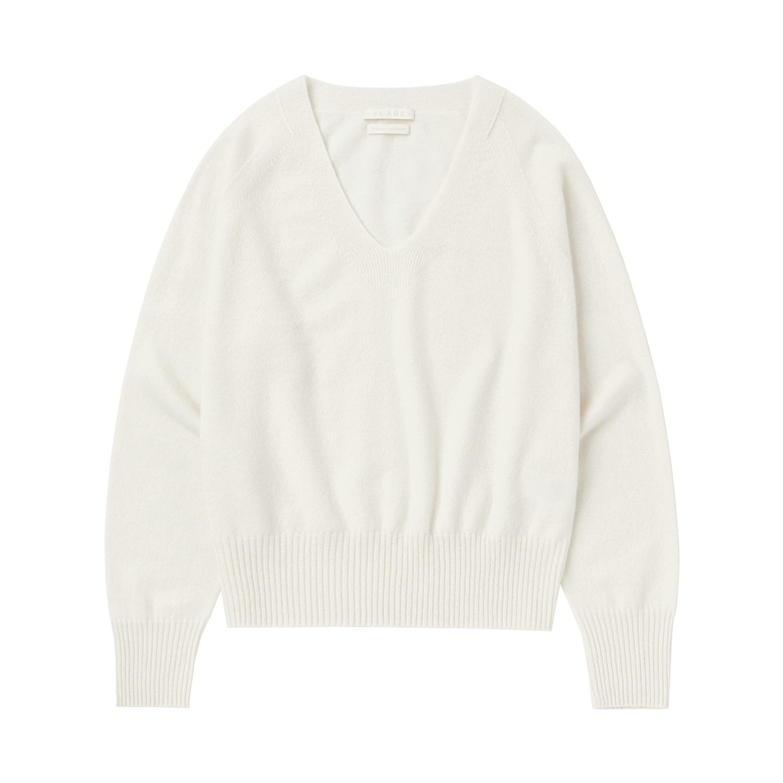 수아레 우먼 캐시미어 100 홀가먼트 브이넥 니트 아이보리(Suare women cashmere 100 wholegarment v neck knit ivory)