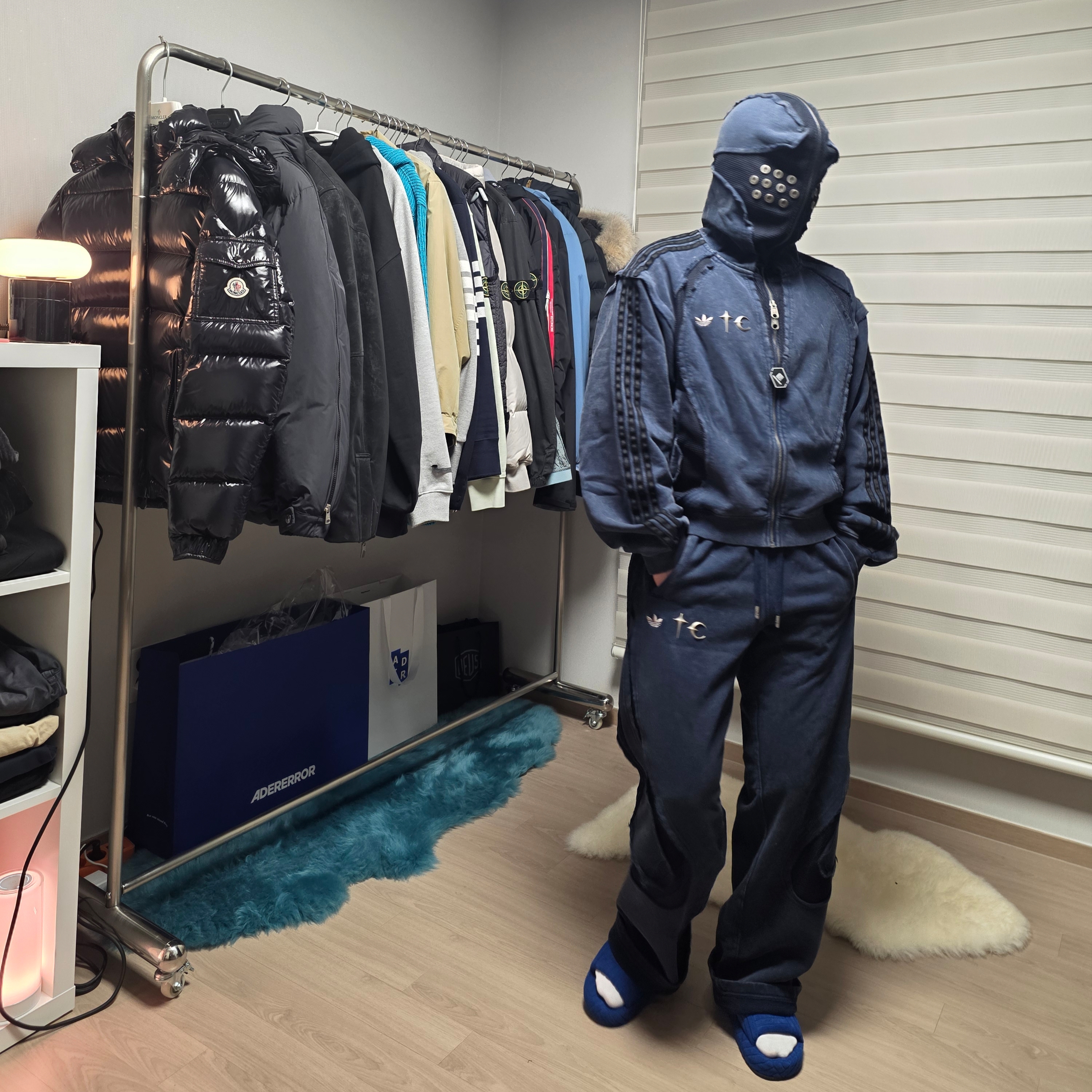 Adidas x Thug Club Teamgeist Sweat Hooded Zip Up Night Indigo - KR Sizing 착용 스타일