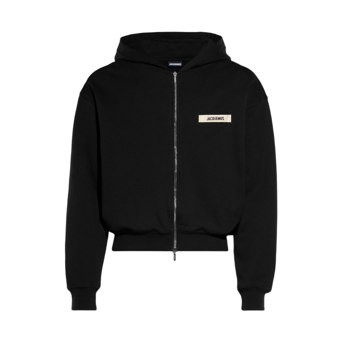 HOM00257AJ0-0126-990 Jacquemus La Casa The Grosgrain Logo Zipped Hoodie Black