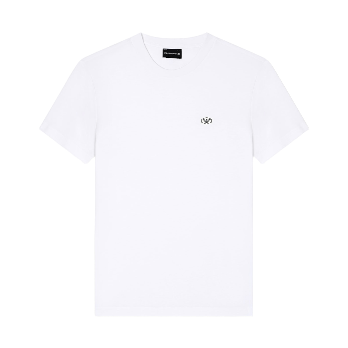 8N1TQ61JRGZ0100 Emporio Armani Supima Micro Logo Patch Jersey T-Shirt White