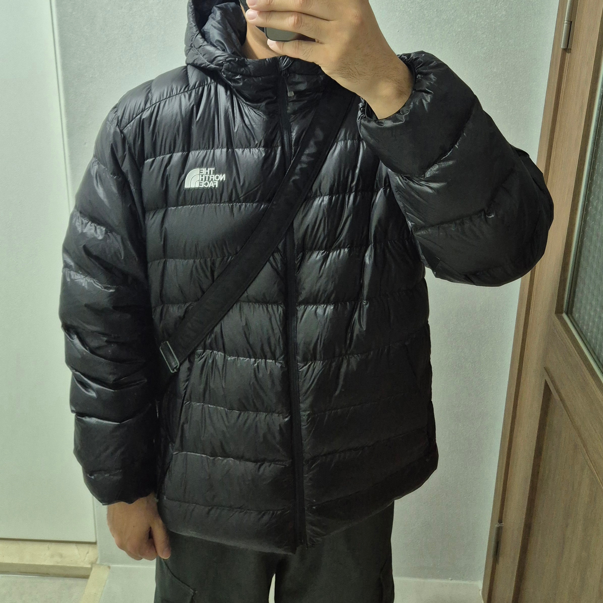 The North Face Matier EX RDS Down Hoodie Black, Porter Tanker Shoulder Bag S Black 착용 스타일 - 2