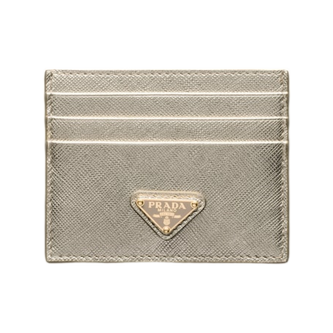1MC025-QHH-F0846 Prada Saffiano Leather Card Holder Pyrite