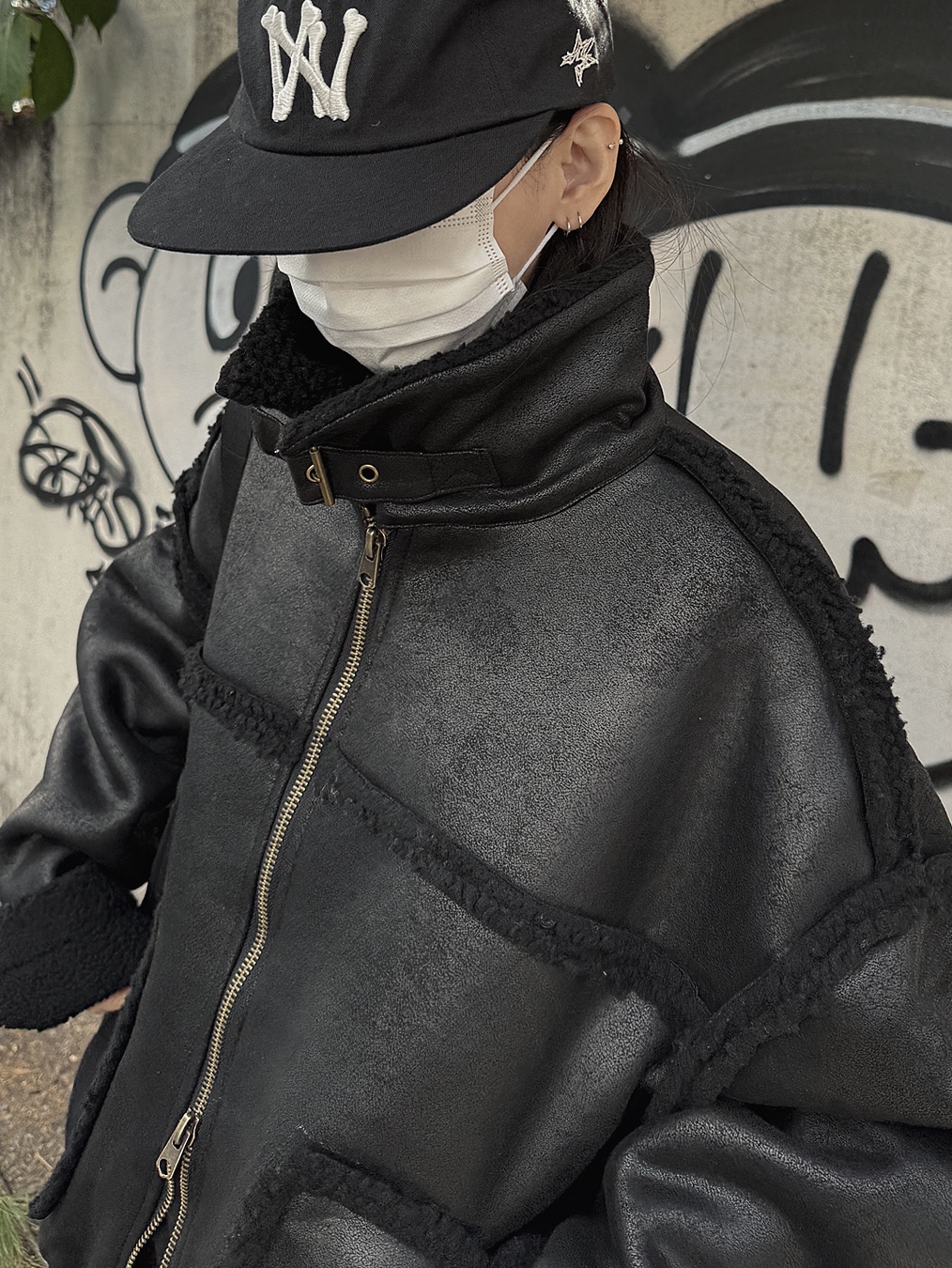 Aoiro 6-Panel Bone A/N Cap Black 착용 스타일 - 3