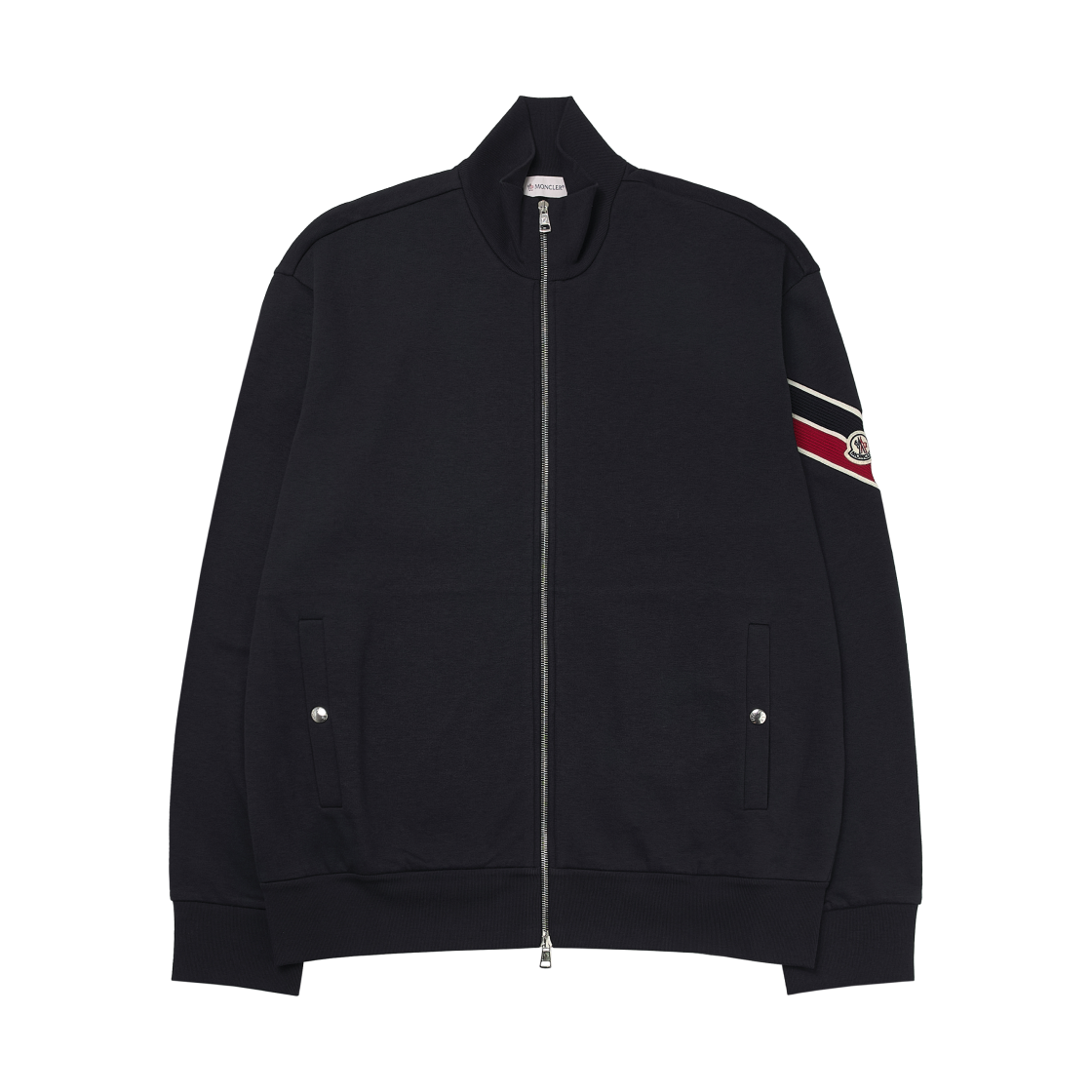 몽클레르 3-컬러 트림 집업 스웨트셔츠 네이비 블루 - 24FW(Moncler 3-Color Trim Zip-Up Sweatshirt Navy Blue - 24FW)