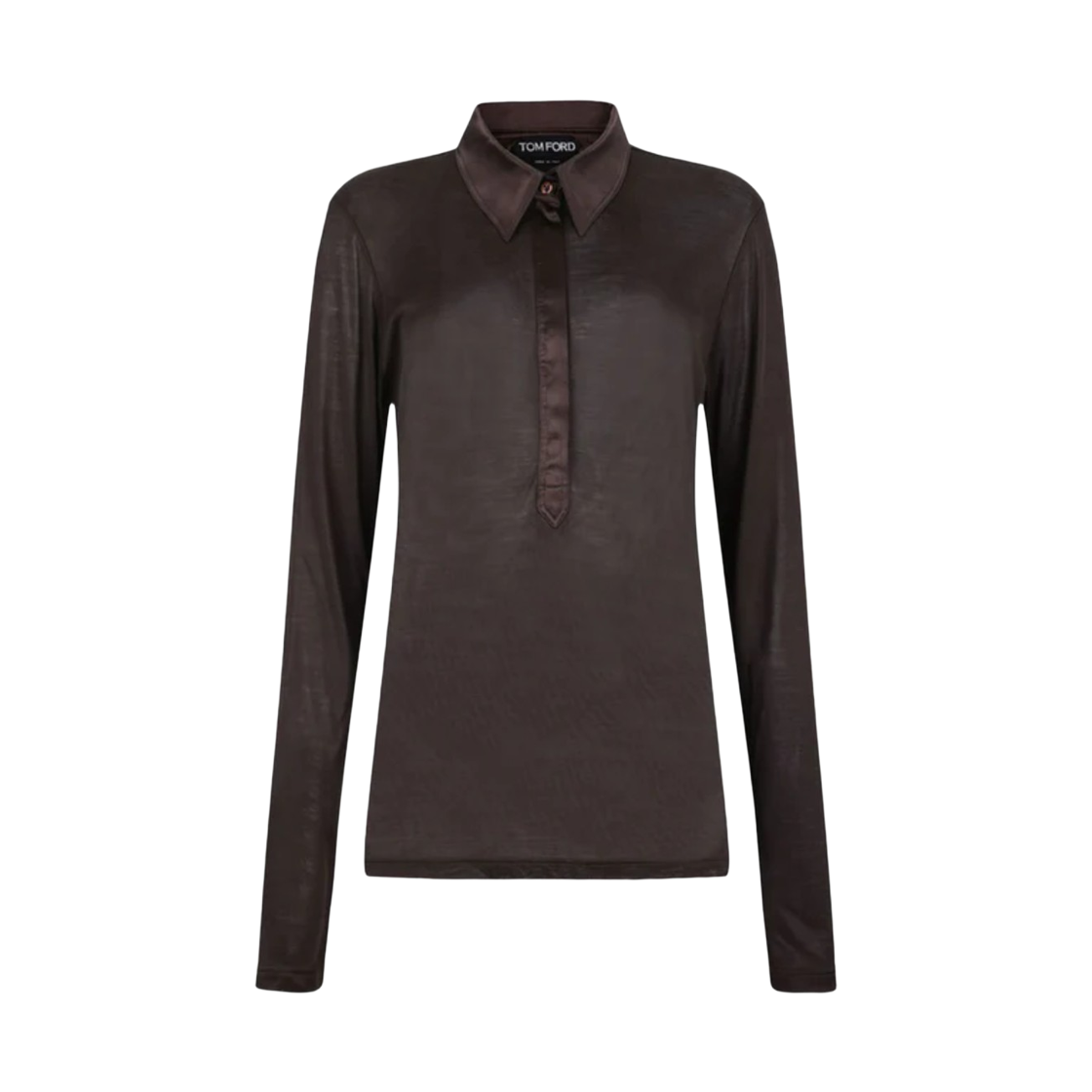 TSJ620-JEX162-KB450 (W) Tom Ford Silk Polo Shirt Brown