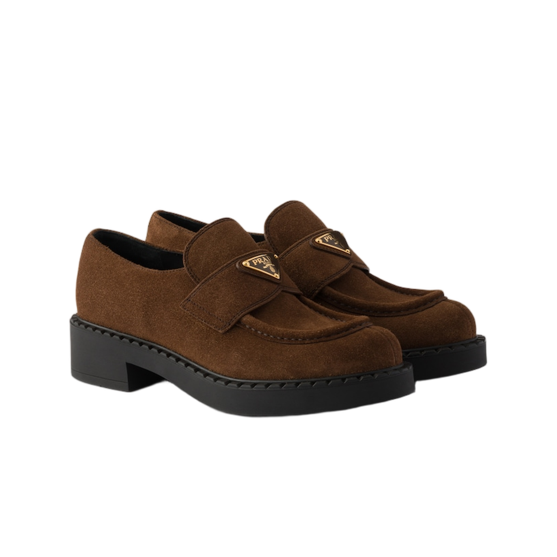 (W) 프라다 초콜릿 스웨이드 로퍼 코코아 브라운((W) Prada Chocolate Suede Loafers Cocoa Brown) - 2