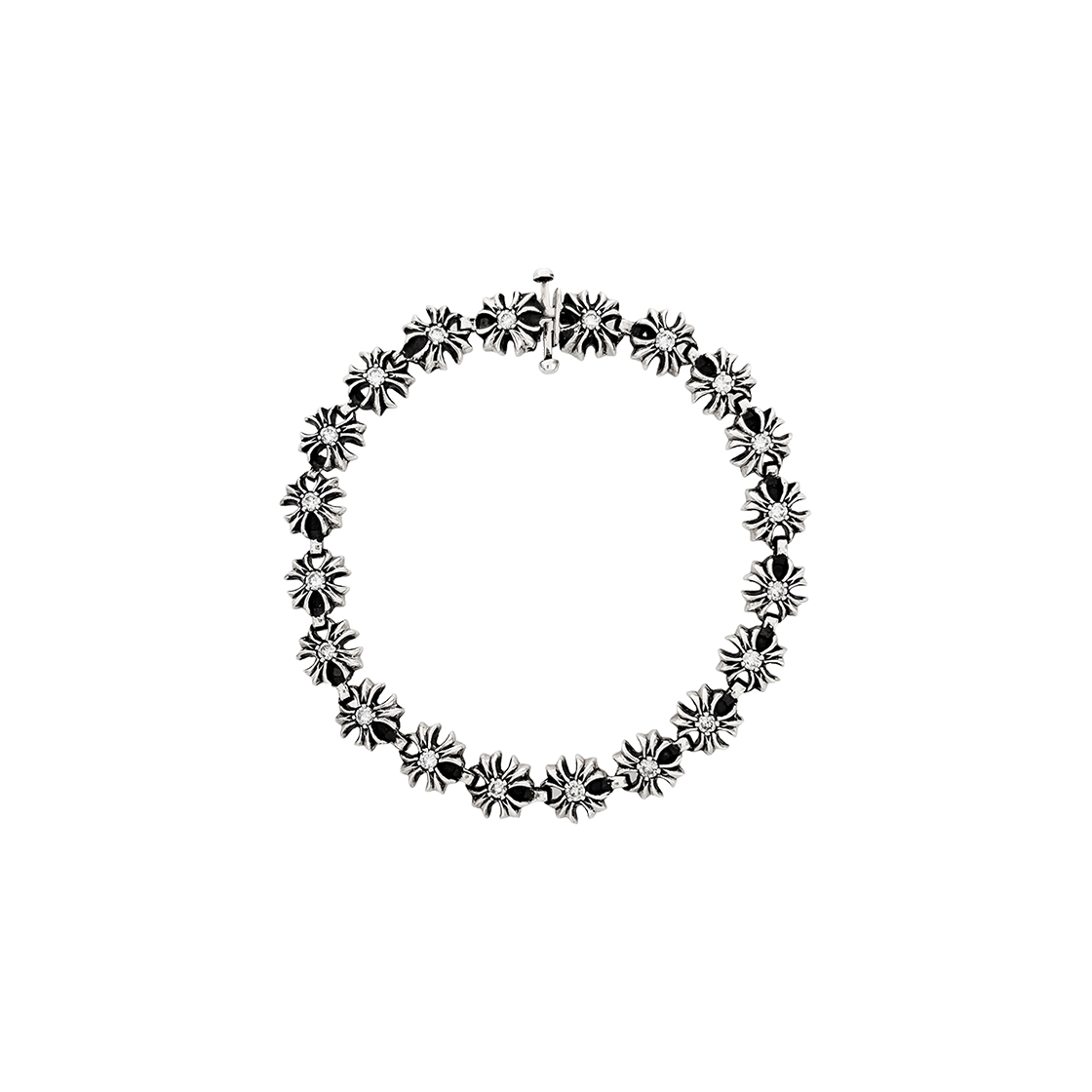 ITJGTFO8WD8M Chrome Hearts Tiny Plus 18-Link Bracelet with Silver Diamonds (5ET1829)