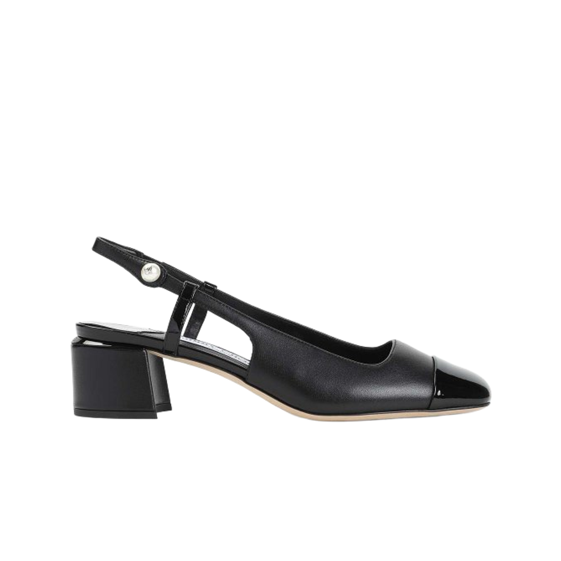 (W) 지미추 엘리사 45 페이턴트 나파 레더 슬링백 블랙((W) Jimmy Choo Elisa 45 Patent Nappa Leather Slingback Black)