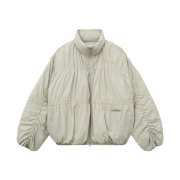 (W) Matin Kim High Neck Shirring Down Jumper Light Beige