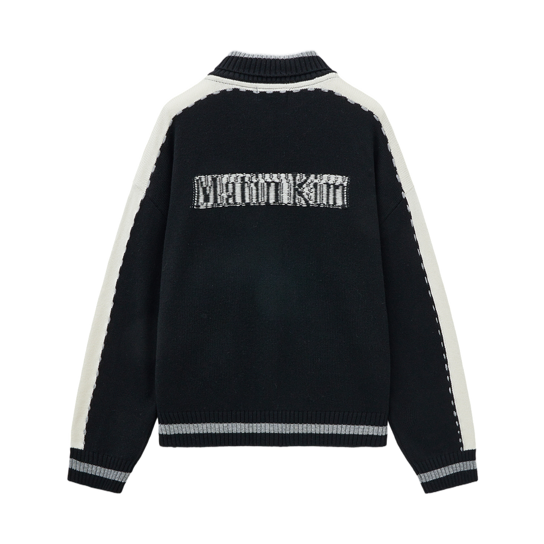 마뗑킴 이니셜 니트 집 업 블랙(Matin Kim Initial Knit Zip Up Black) - 2